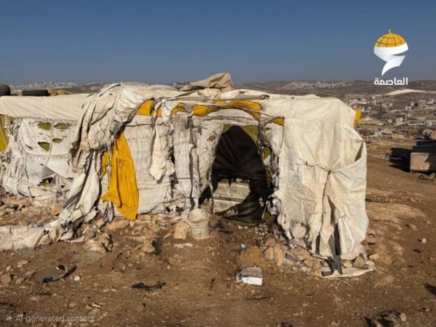 مستوطنون يعتدون على ممتلكات الفلسطينيين في تجمع معازي جبع شمال شرق القدس / تشرين الثاني 2025